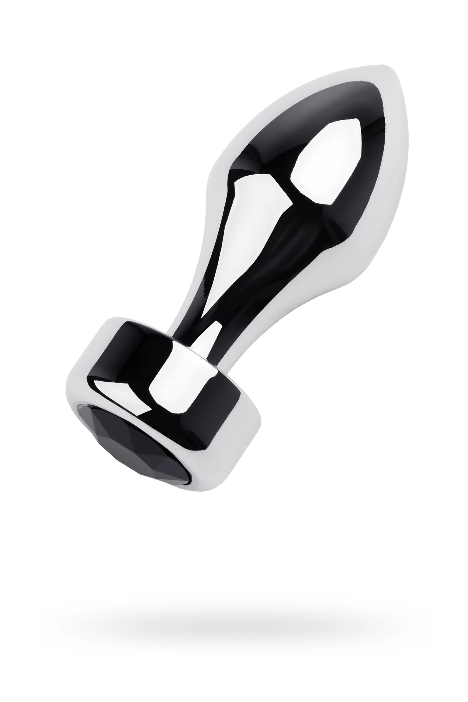 Анальная втулка TOYFA Metall, металл, серебряная с черным кристаллом, 10,8 см, Ø 4 см, 200гр