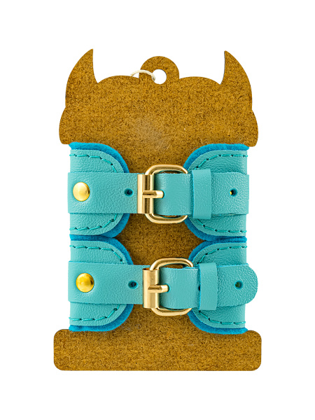 Наручники-браслеты Pecado BDSM, «МИНИ», двуслойный, оригинальная сцепка, натуральная кожа, голубой