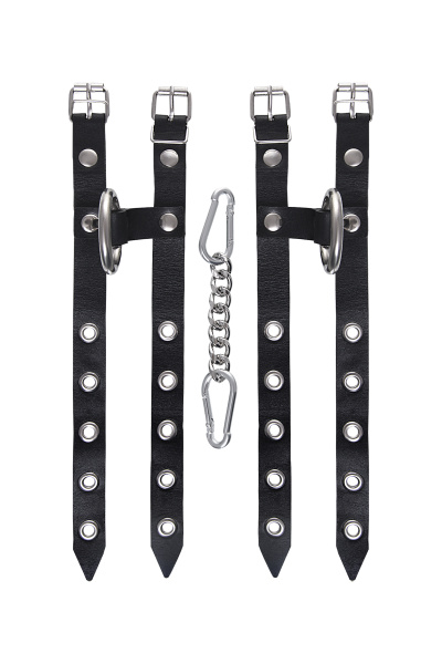 Наручники однослойные из двух ремешков Pecado BDSM, натуральная кожа, черные