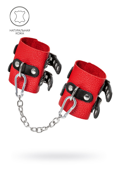 Наручники Pecado BDSM, красно-чёрные с двумя ремешками с люверсами