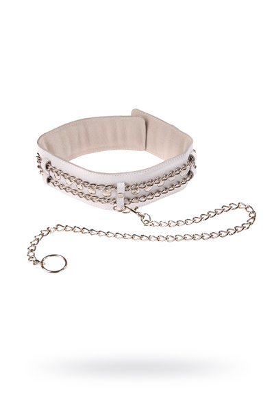 Ошейник нат.кожа дл. цепочки с караб. 50см.