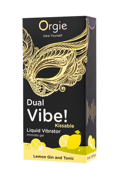 Съедобный гель с эффектом вибрации Orgie DUAL VIBE! Lemon Gin And Tonic, со вкусом джин-тоник, 15 мл
