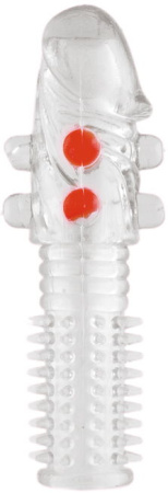 Насадка гелевая с шариками Toyfa, Прозрачная, 14 см, Ø 4